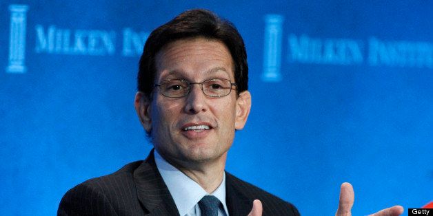 House Majority Leader Eric Cantor, a Republican from Virginia, speaks at the annual Milken Institute Global Conference in Beverly Hills, California, U.S., on Monday, April 29, 2013. The conference brings together hundreds of chief executive officers, senior government officials and leading figures in the global capital markets for discussions on social, political and economic challenges. Photographer: Jonathan Alcorn/Bloomberg via Getty Images 