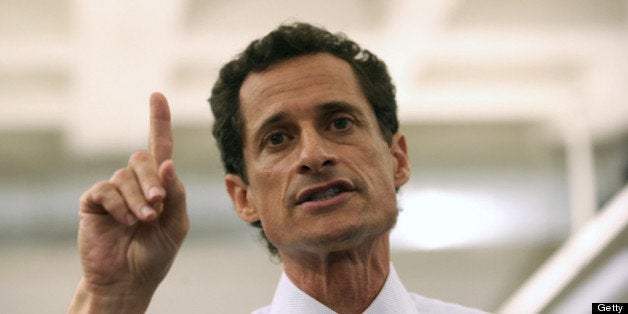NEW YORK, NY - JULY 23: Anthony Weiner, a leading candidate for New York City mayor, answers questions during a press confer