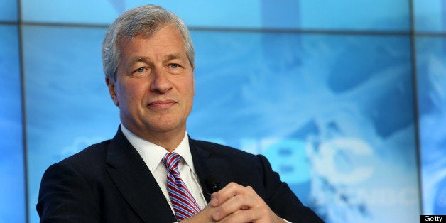 James 'Jamie' Dimon, chief executive officer of JPMorgan Chase & Co., listens during a panel discussion on the opening day of the World Economic Forum (WEF) in Davos, Switzerland, on Wednesday, Jan. 23, 2013. World leaders, Influential executives, bankers and policy makers attend the 43rd annual meeting of the World Economic Forum in Davos, the five day event runs from Jan. 23-27. Photographer: Chris Ratcliffe/Bloomberg via Getty Images 