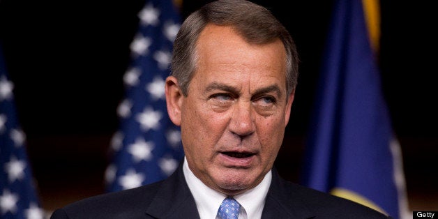 UNITED STATES - JUNE 20: Speaker John Boehner, R-Ohio, addresses the media during his weekly news conference in the Capitol Visitor Center. (Photo By Tom Williams/CQ Roll Call)