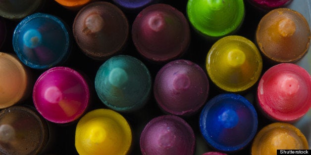 close up set of crayons and mix ...