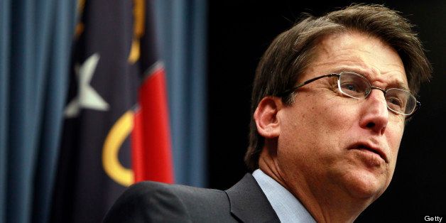 Gov. Pat McCrory holds his first news conference Monday, January 7, 2013, in Raleigh, North Carolina. In one of his first acts as governor, McCrory issued an executive order to repeal the nonpartisan judicial nominating commission established by Perdue. (Takaaki Iwabu/Raleigh News & Observer/MCT via Getty Images)