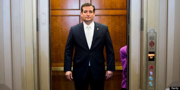 UNITED STATES - JUNE 27: Sen. Ted Cruz, R-Texas, takes the elevator down as he leaves the Senate floor as debate ends on the Senate immigration reform bill on Thursday, June 27, 2013. (Photo By Bill Clark/CQ Roll Call)
