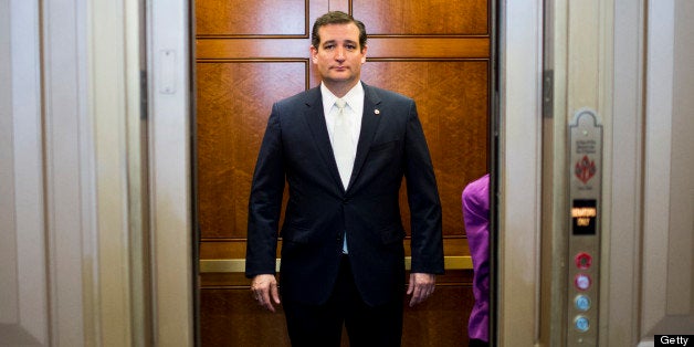 UNITED STATES - JUNE 27: Sen. Ted Cruz, R-Texas, takes the elevator down as he leaves the Senate floor as debate ends on the Senate immigration reform bill on Thursday, June 27, 2013. (Photo By Bill Clark/CQ Roll Call)