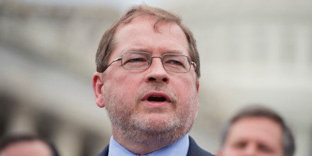 UNITED STATES - JUNE 18: Grover Norquist, president of Americans for Tax Reform, speaks at a news conference at the House Triangle to oppose the Marketplace Fairness Act, also called the internet tax, which would require online retailers to collect a sales tax at the time of a purchase. (Photo By Tom Williams/CQ Roll Call)