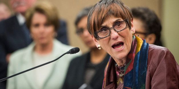 UNITED STATES - FEBRUARY 5: Rep. Rosa DeLauro, D-Conn., speaks during the news conference to commemorate the 20th anniversary of the Family Medical Leave Act on Tuesday, Feb. 5, 2013. (Photo By Bill Clark/CQ Roll Call)