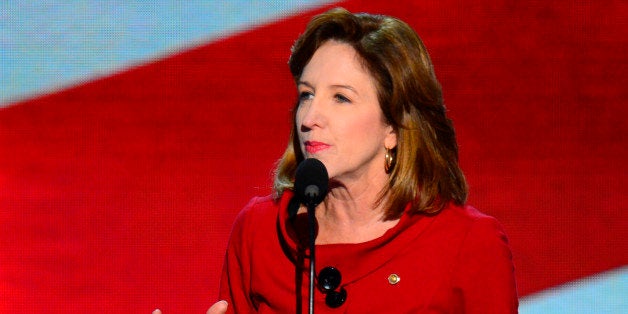 Sen. Kay Hagan (D-NC) speaks at the 2012 Democratic National Convention in Times Warner Cable Arena Thursday, September 6, 20