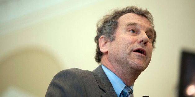 UNITED STATES - April 9 : Sen. Sherrod Brown, D-Ohio, during a news conference to outline legislation that would 'expand markets for farmers and increase the availability of nutritious locally-grown food.' The bill, a re-introduction of the 'Local Farms, Food, and Jobs Act,' aims to help 'more farmers sell their products directly to consumers' and 'create jobs by assisting farmers and ranchers engaged in local and regional agriculture by addressing production, aggregation, processing, marketing, and distribution needs.' (Photo By Douglas Graham/CQ Roll Call)