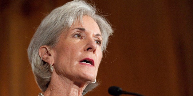 UNITED STATES - SEPTEMBER 23: HHS Secretary Kathleen Sebelius participates in a news conference to announce the implementatio