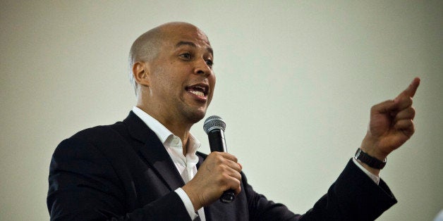 NEWARK, NJ - AUGUST 12: Newark Mayor and U.S. Senate candidate Cory Booker speaks during a campaign rally on August 12, 2013 in Newark, New Jersey. Voters go to the polls tomorrow for the special-election primary in which Booker holds a commanding lead among Democrats. (Photo by Kena Betancur/Getty Images)