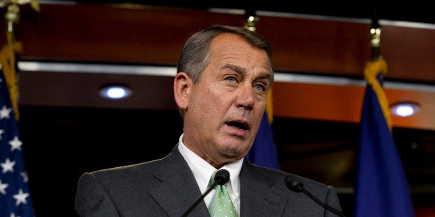 UNITED STATES - July 25 : Speaker of the House John Boehner, R-OH., during his weekly on-camera press briefing with the press in the U.S. Capitol on July 25, 2013. (Photo By Douglas Graham/CQ Roll Call)