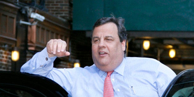 NEW YORK, NY - FEBRUARY 04: New Jersey Governor Chris Christie leaves 'The Late Show with David Letterman' at Ed Sullivan The