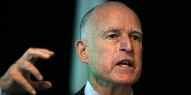 MOUNTAIN VIEW, CA - MAY 23: California Gov. Jerry Brown speaks during the fourth annual Water, Energy and Smart Technology Summit and Showcase at NASA Ames Research Center at Moffett Field on May 23, 2013 in Mountain View, California. The governor joined more than 500 world-renowned researchers and scientists who are calling for action on climate change and other global threats. (Photo by Justin Sullivan/Getty Images)