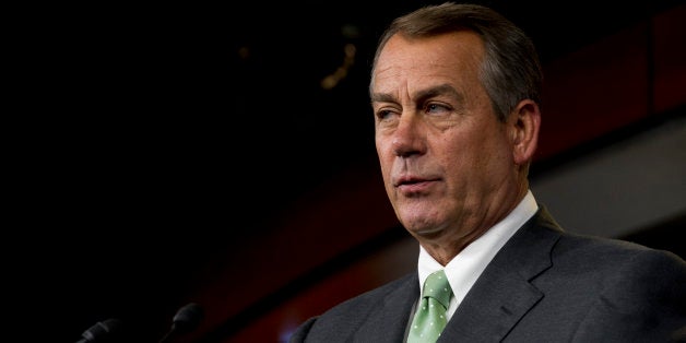 UNITED STATES - July 25 : Speaker of the House John Boehner, R-OH., during his weekly on-camera press briefing with the press in the U.S. Capitol on July 25, 2013. (Photo By Douglas Graham/CQ Roll Call)