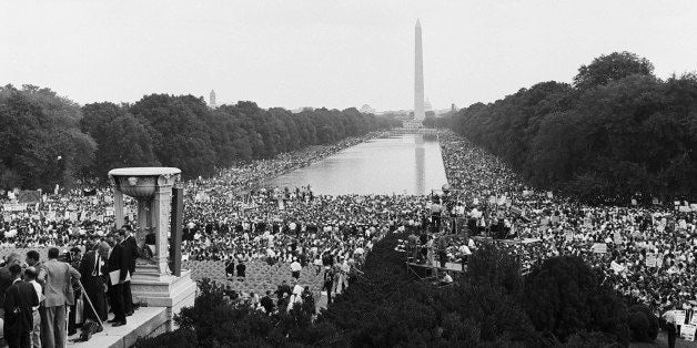 NBC News -- MARCH ON WASHINGTON FOR JOBS AND FREEDOM 1968 -- Pictured: Crowds gather at the National Mall during the March on Washington for Jobs and Freedom political rally in Washington, DC on August 28, 1963 -- (Photo by: NBC/NBCU Photo Bank via Getty Images)