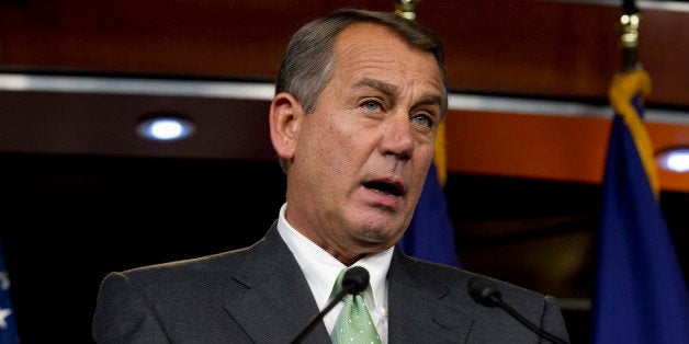 UNITED STATES - July 25 : Speaker of the House John Boehner, R-OH., during his weekly on-camera press briefing with the press