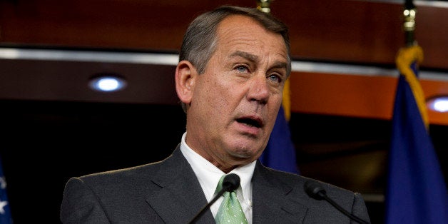 UNITED STATES - July 25 : Speaker of the House John Boehner, R-OH., during his weekly on-camera press briefing with the press in the U.S. Capitol on July 25, 2013. (Photo By Douglas Graham/CQ Roll Call)