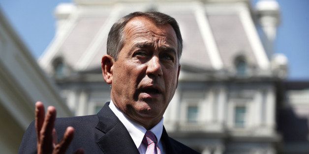 WASHINGTON, DC - SEPTEMBER 03: U.S. Speaker of the House Rep. John Boehner (R-OH) speaks to members of the media outside the West Wing of the White House after a meeting with President Barack Obama September 3, 2013 in Washington, DC. Boehner said he supported Obama's call on the Congress to authorize military actions in Syria. President Obama told reporters at the beginning of the meeting that he was confident he could get enough votes for his action against the Bashar al-Assad regime. (Photo by Alex Wong/Getty Images)