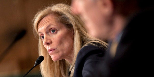 Lael Brainard, under secretary of the Treasury for international affairs, speaks during a Senate Banking Committee hearing in Washington, D.C., U.S., on Thursday, Feb. 16, 2012. Brainard, the Treasury Department's top international official reiterated that the U.S. would not be contributing additional funds to the International Monetary Fund (IMF) to help solve the European debt crisis. Photographer: Andrew Harrer/Bloomberg via Getty Images 