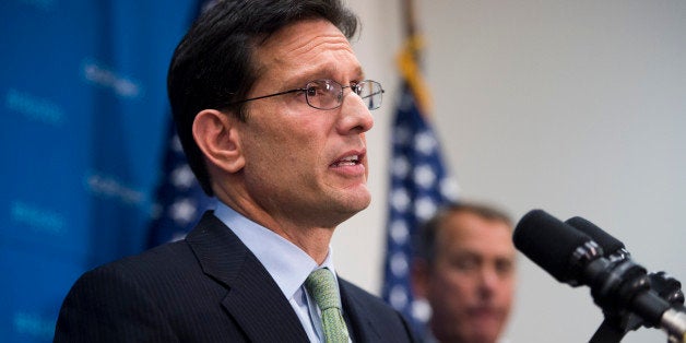 UNITED STATES - SEPTEMBER 10: House Majority Leader Eric Cantor, R-Va., addresses reporters following the House Republican Co