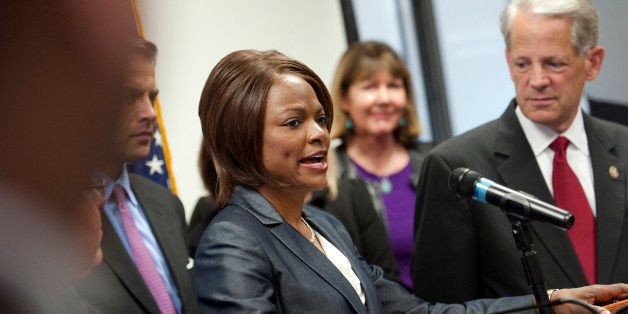 UNITED STATES - SEPTEMBER 21: Florida House Democratic candidate Val Demings speaks at a press conference at the Democratic National Committee with House Democratic candidates to call on 'the Tea Party House Republican Congress to be fired.'