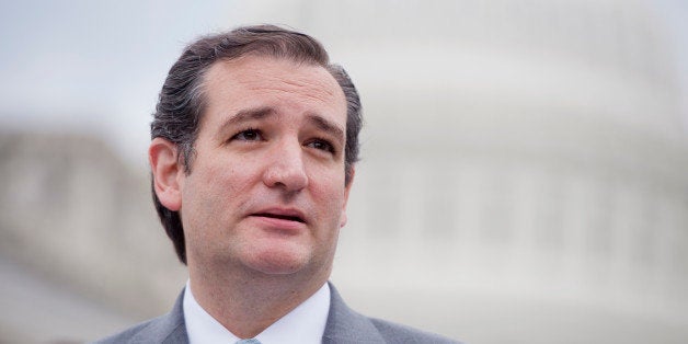 UNITED STATES - JUNE 18: Sen. Ted Cruz, R-Texas, speaks at a news conference at the House Triangle to oppose the Marketplace Fairness Act, also called the internet tax, which would require online retailers to collect a sales tax at the time of a purchase. (Photo By Tom Williams/CQ Roll Call)