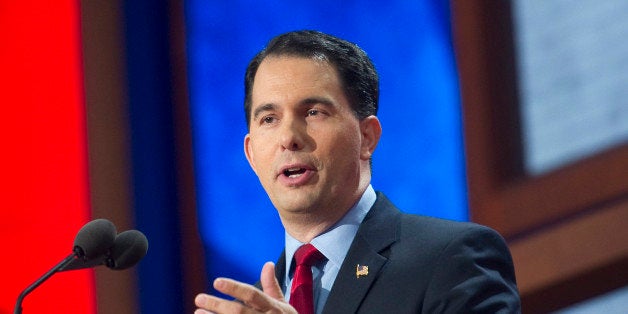 UNITED STATES - AUGUST 28: Wisconsin Gov. Scott Walker speaks at the 2012 Republican National Convention at the Tampa Bay Times Forum. (Photo By Chris Maddaloni/CQ Roll Call)