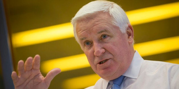 Tom Corbett, governor of Pennsylvania, speaks during an interview in New York, U.S., on Thursday, Dec. 6, 2012. Corbett intends to propose a pension overhaul in his 2014 spending plan, for the year that begins in July, according to a report. Photographer: Scott Eells/Bloomberg via Getty Images