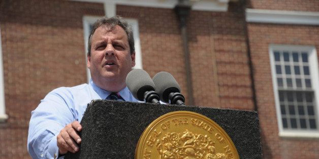 JERSEY SHORE, NJ - JULY 08: New Jersey Governor Chris Christie addresses media and attendees during the Hurricane Sandy New Jersey Relief Fund Press Conference at Sayreville Borough Hall on July 8, 2013 in Sayreville, New Jersey. (Photo by Michael Loccisano/Getty Images)