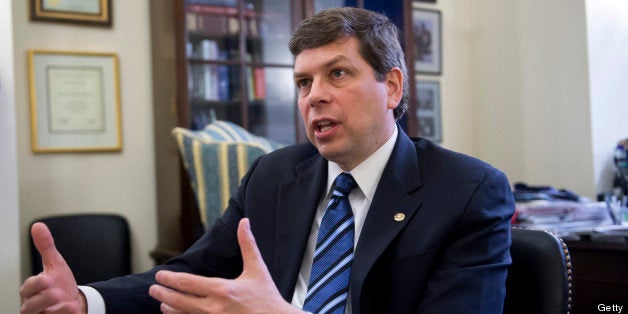 UNITED STATES - FEBRUARY 07: Sen. Mark Begich, D-Alaska, is interviewed by Roll Call in his Russell Building office. (Photo
