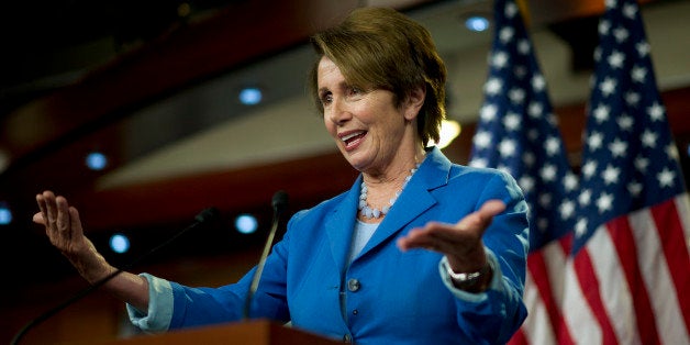 UNITED STATES - August 2: House Minority Leader Nancy Pelosi, D-Calif., during her weekly on-camera press briefing with the p