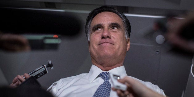 BOSTON, MA - NOVEMBER 6: On the last campaign flight in route to Boston, Republican nominee for President Governor Mitt Romney talks to media about how he feels on election day, in Boston, Massachusetts, Tuesday, November 6, 2012. (Photo by Melina Mara/The Washington Post via Getty Images)