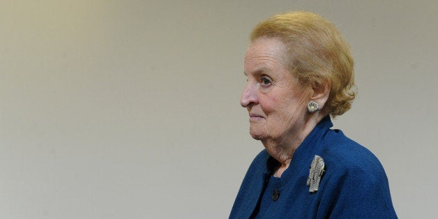 Madeleine Albright, former US Secretary of the State waits for the president of Indian Bhartiya Janata Party (BJP), Rajnath Singh, before a meeting at his residence in New Delhi on June 17, 2013. Currently, the chair of Albright Stonebridge Group, a global strategy firm, and chair of Albright Capital Management Llc, an investment advisory firm focused on emerging markets, Albright is in India on a short trip. AFP PHOTO/ SAJJAD HUSSAIN (Photo credit should read SAJJAD HUSSAIN/AFP/Getty Images)