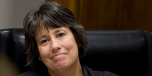 UNITED STATES - SEPTEMBER 09: Sheila Bair, chairman of the Federal Deposit Insurance Corp., listens to a speaker during a board meeting in Washington, D.C., U.S., on Wednesday, Sept. 9, 2009. The FDIC proposed a six-month, emergency-only extension to its debt guarantee program as regulators move to wean companies from federal aid approved at the height of last year's credit crisis. (Photo by Andrew Harrer/Bloomberg via Getty Images)