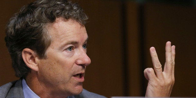 WASHINGTON, DC - SEPTEMBER 04: U.S. Sen. Rand Paul (R-KY) speaks before a Senate Foreign Relations Committee vote on a resolution on Syria on Capitol Hill September 4, 2013 in Washington, DC. The Senate Foreign Relations Committee voted to authorize U.S. President Barack Obama to use limited force against Syria after adopting amendments from U.S. Sen. John McCain (R-NV). (Photo by Mark Wilson/Getty Images)