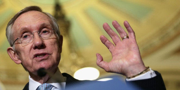 WASHINGTON, DC - SEPTEMBER 24: U.S. Senate Majority Leader Sen. Harry Reid (D-NV) speaks to members of the media after the w
