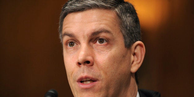 UNITED STATES - JANUARY 13: Arne Duncan, nominee for Secretary of Education testifies at his confirmation hearing before the Senate Committee on Health, Education, Labor and Pensions, January 13, 2009. (Photo By Tom Williams/Roll Call/Getty Images)