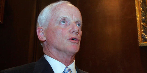 Beijing, CHINA: Frank Keating, president and CEO of the American Council of Life Insurers (ACLI), whose 373 member companies account for 93 percent of the life insurance industry's total assets in the United States, talks to the press in Beijing 25 January 2007. China removed limits on where foreign insurers could operate in 2004 in compliance with commitments made at its entry into the World Trade Organization five years ago, and in the past five years, total foreign investment in China's insurance sector was over 60 billion yuan (7.7 billion USD). AFP PHOTO (Photo credit should read STR/AFP/Getty Images)