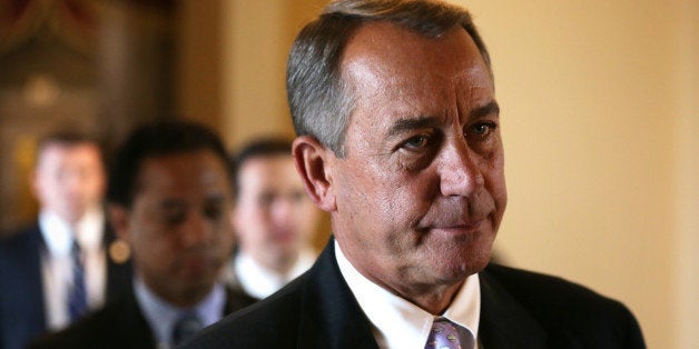 WASHINGTON, DC - SEPTEMBER 28: U.S. Speaker of the House Rep. John Boehner (R-OH) on his way to the House Chamber for a procedural vote on the House floor September 28, 2013 on Capitol Hill in Washington, DC. The House will vote later today on two amendments to the Senate-passed continuing resolution that will keep the government running. (Photo by Alex Wong/Getty Images)