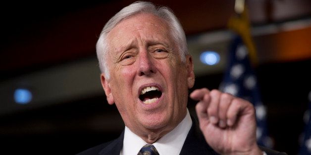UNITED STATES - AUGUST 01: House Minority Whip Steny Hoyer, D-Md., conducts a news conference in the Capitol Visitor Center on an initiative called 'Make It In America' that includes various job creation legislation. (Photo By Tom Williams/CQ Roll Call)