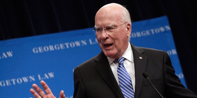 WASHINGTON, DC - SEPTEMBER 24: Sen. Patrick Leahy speaks at a Georgetown University Law Center discussion September 24, 2013 in Washington, DC. Leahy joined former U.S. Vice President Walter Mondale and former Sen. Gary Hart in discussing 'Surveillance and Foreign Intelligence Gathering in the United States: Past, Present, and Future.' (Photo by Win McNamee/Getty Images)