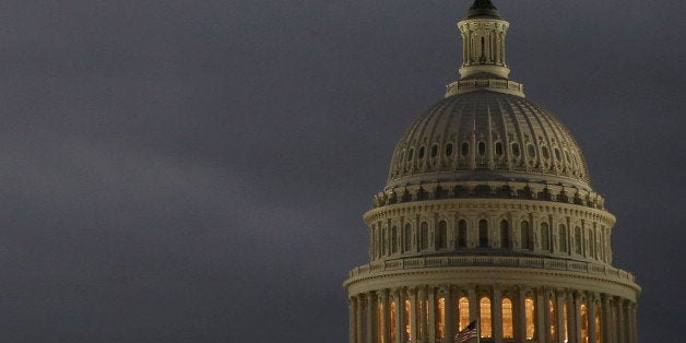 WASHINGTON, DC - OCTOBER 07: Lights are on at the U.S. Capitol on October 7, 2013 in Washington, DC. Democrats and Republicans are still at a stalemate on funding for the federal government as the shut down goes into the seventh day. (Photo by Mark Wilson/Getty Images)