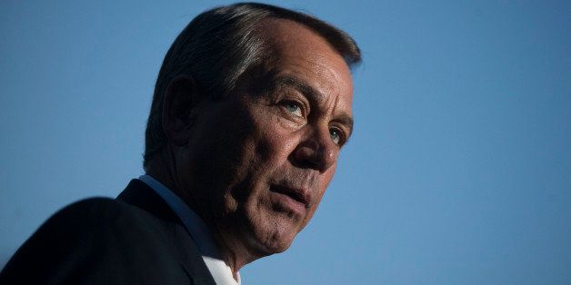 House Speaker John Boehner, a Republican from Ohio, speaks to the media after a meeting with U.S. President Barack Obama at the White House in Washington, D.C., U.S., on Wednesday, Oct. 2, 2013. Boehner said Obama refused to negotiate in a meeting with top congressional leaders about the government shutdown, signaling a lack of progress on resolving the fiscal impasse. Photographer: Andrew Harrer/Bloomberg via Getty Images 