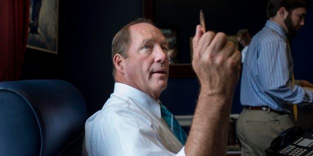 WASHINGTON, DC - OCTOBER 3: Tea Partier and veterinarian Freshman CongressmanTed Yoho (R-FL) works with staff in his office on Capitol Hill Thursday October 3, 2013. Rep. Yoho a loud and influential voice for an outsider in the Republican Conference of the House during the budget debate. (Photo by Melina Mara/The Washington Post via Getty Images)