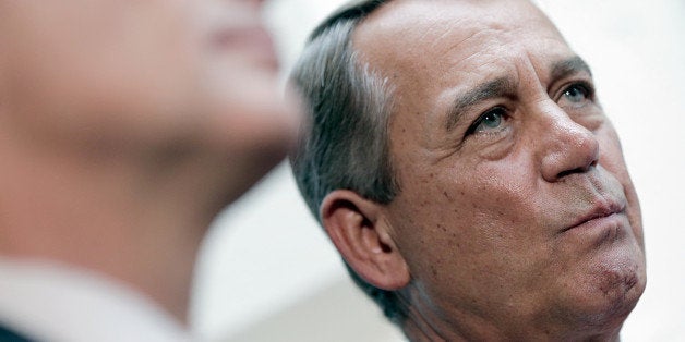 WASHINGTON, DC - OCTOBER 10: Speaker of the House John Boehner (R-OH) attends a press conference with members of the House R