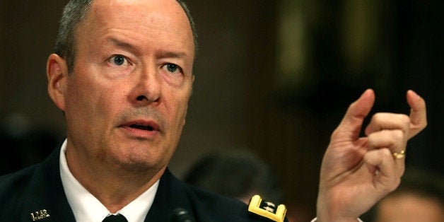 WASHINGTON, DC - OCTOBER 02: Gen. Keith Alexander, Director of the National Security Agency testifes during a Senate Judiciary Committee hearing on Capitol Hill, October 2, 2013 in Washington, DC. The committee is hearing testimony on oversight of the foreign intelligence surveillance act. (Photo by Mark Wilson/Getty Images)