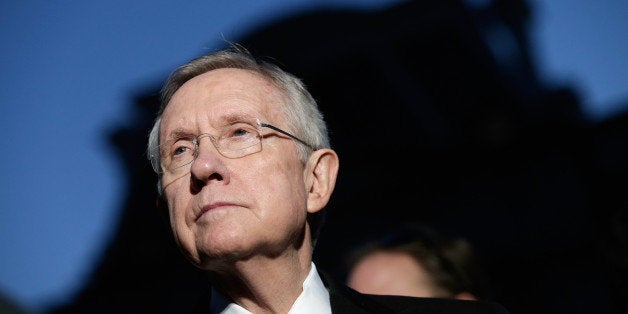 WASHINGTON, DC - OCTOBER 02: U.S. Senate Majority Leader Sen. Harry Reid (D-NV) speaks with members of the press after a meeting with U.S. President Barack Obama, Speaker of the House John Boehner, House Minority Leader Nancy Pelosi, and Senate Minority Leader Mitch McConnell about the government shutdown on October 2, 2013 in Washington, D.C. The federal government has been shut down since October 1st, after the House and Senate could not agree on a resolution to keep the government open. (Photo by Win McNamee/Getty Images)