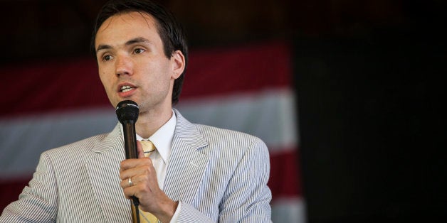 BUENA VISTA, VA - SEPTEMBER 2: Libertarian candidate Robert Sarvis spoke last during the 43rd Annual Buena Vista Labor Day Festival in Buena Vista, Va. Local and state politicians spent the morning campaigning at the Labor Day Parade and giving speeches. (Photo by Ryan Stone/For The Washington Post via Getty Images)