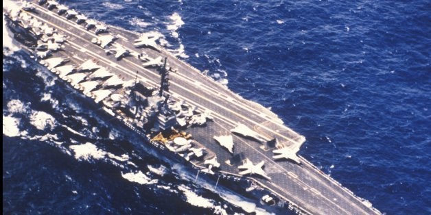 Aerial View of the USS Forrestal Aircraft Carrier on the Ocean (Photo by Visions of America/UIG via Getty Images)