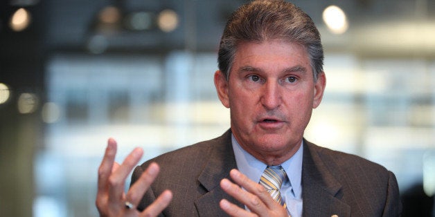 U.S. Senator Joe Manchin, a Democrat from West Virginia, speaks during an interview in Washington D.C., U.S., on Thursday, Sept. 26, 2013. Manchin discussed the budget and the Affordable Care Act. Photographer: Julia Schmalz/Bloomberg via Getty Images
